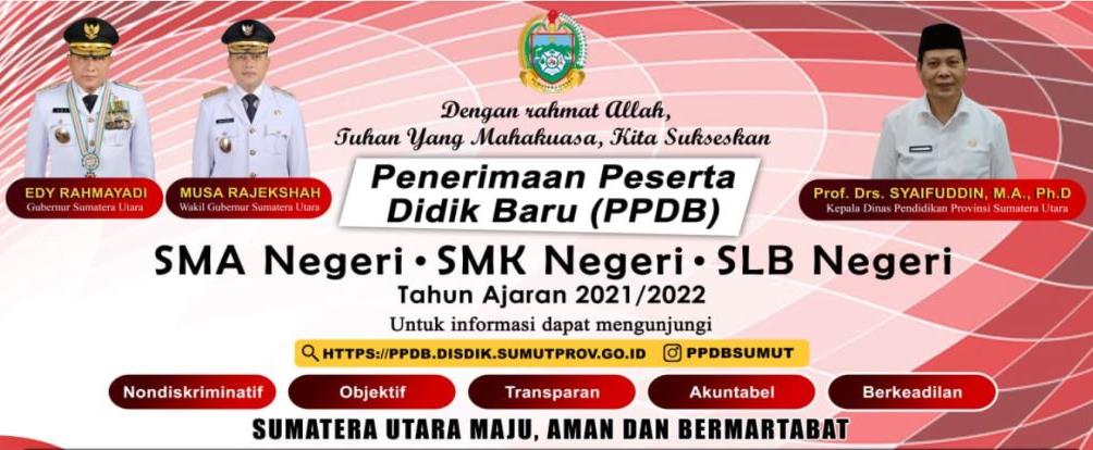 Halaman Resmi PPDB Online Tahun 2021 https://ppdb.disdik.sumutprov.go.id/